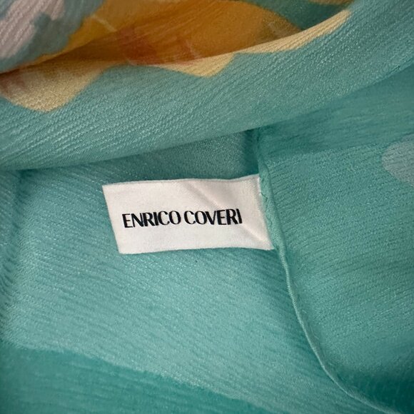Enrico Coveri Flowers Ribbon & Pearls Square 100% Silk Scarf - Picture 5 of 6